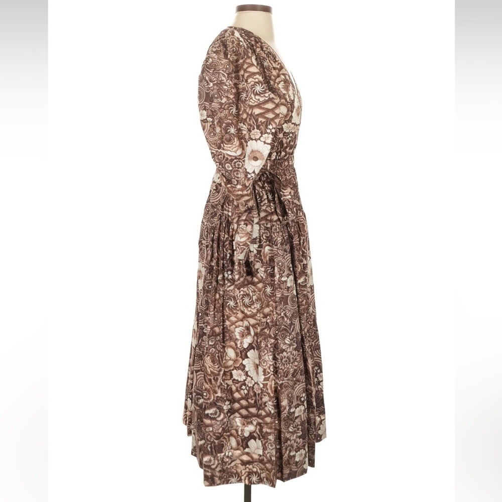 Ulla Johnson Althea Brown Floral Long Sleeve Dress Size 0 - Picture 4 of 4